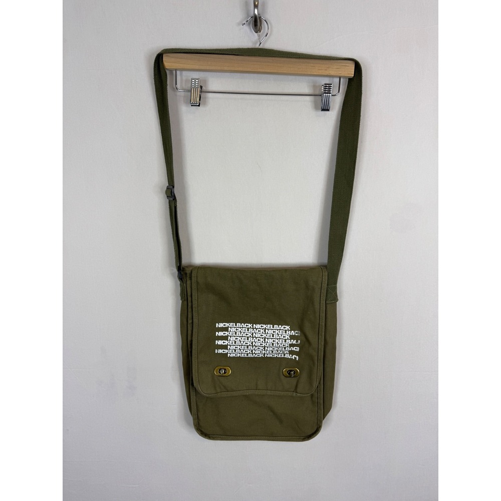 Nickelback Band Merchandise Messenger Bag Olive Green Canvas Crossbody Utility